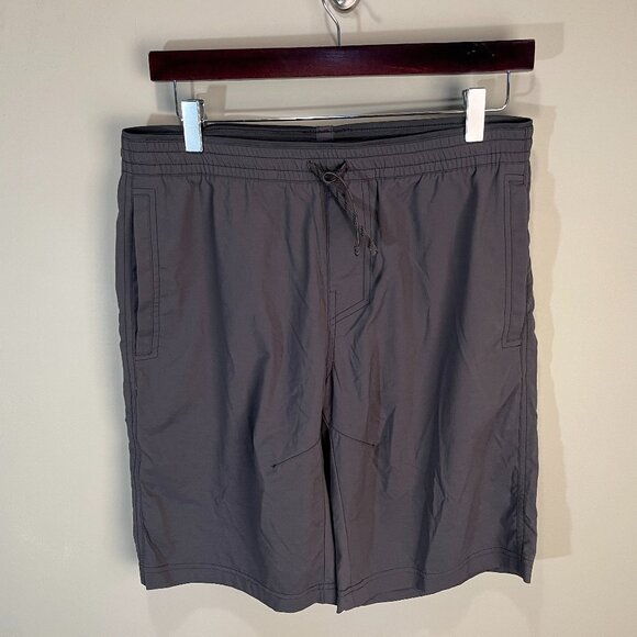 KUHL Men's solid gray athletic draw string gym shorts Large L 31 9" inseam EUC - Picture 1 of 6